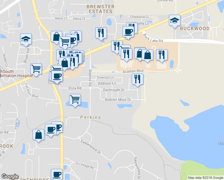 map of restaurants, bars, coffee shops, grocery stores, and more near 3280 Dartmouth Drive in Tallahassee