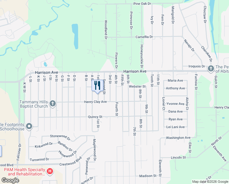 map of restaurants, bars, coffee shops, grocery stores, and more near 70435 4th Street in Covington