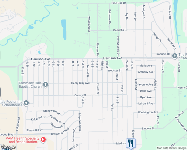 map of restaurants, bars, coffee shops, grocery stores, and more near 70436 3rd Street in Covington