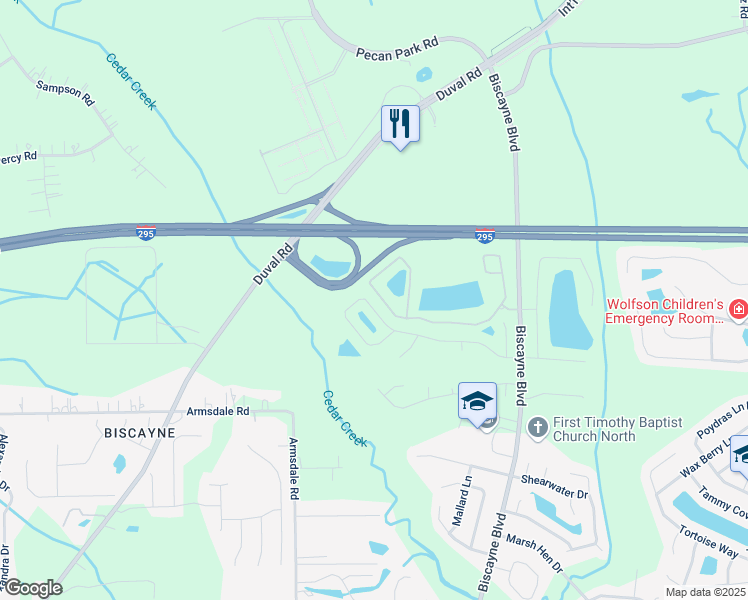 map of restaurants, bars, coffee shops, grocery stores, and more near 1687 Biscayne Bay Circle in Jacksonville