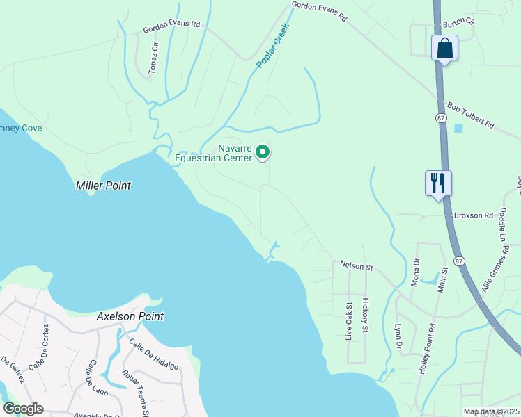 map of restaurants, bars, coffee shops, grocery stores, and more near 3301 Wells Avenue in Navarre