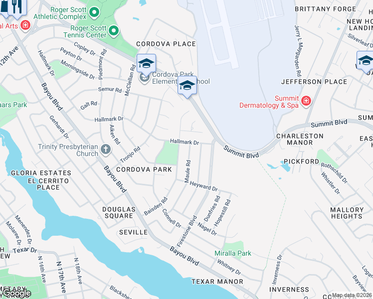 map of restaurants, bars, coffee shops, grocery stores, and more near 3841 Maule Road in Pensacola