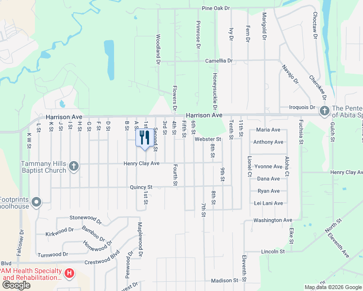 map of restaurants, bars, coffee shops, grocery stores, and more near 70433 Fifth Street in Covington