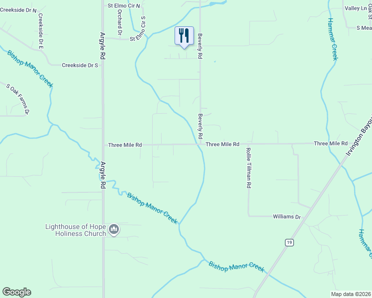 map of restaurants, bars, coffee shops, grocery stores, and more near 8941 3 Mile Road in Irvington