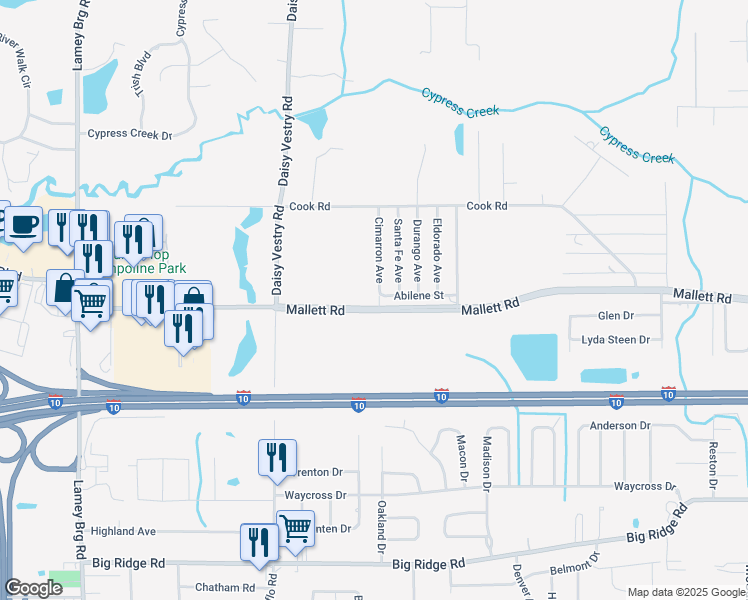 map of restaurants, bars, coffee shops, grocery stores, and more near 8009 Cimarron Avenue in Biloxi