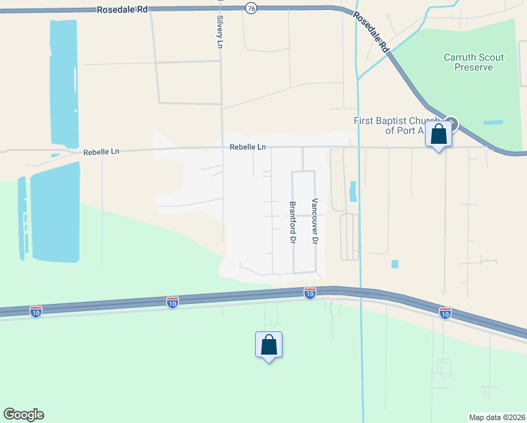 map of restaurants, bars, coffee shops, grocery stores, and more near 4920 Edmonton Avenue in Port Allen