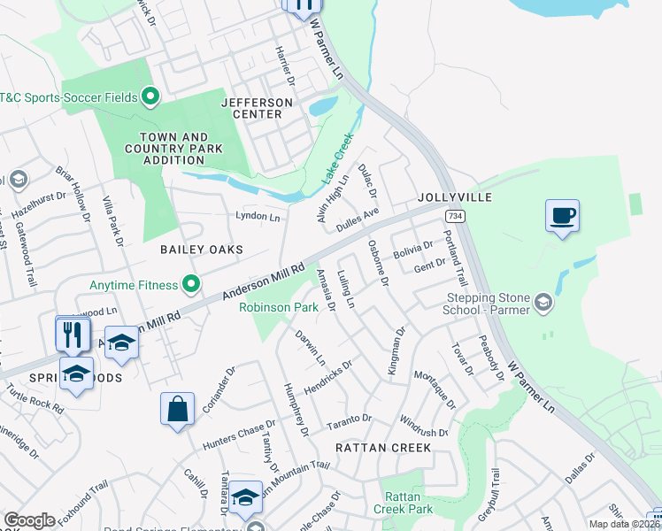 map of restaurants, bars, coffee shops, grocery stores, and more near 13379 Amasia Drive in Austin