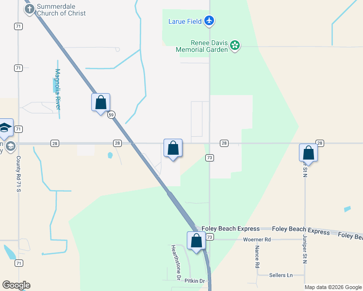 map of restaurants, bars, coffee shops, grocery stores, and more near 15810 59 in Foley