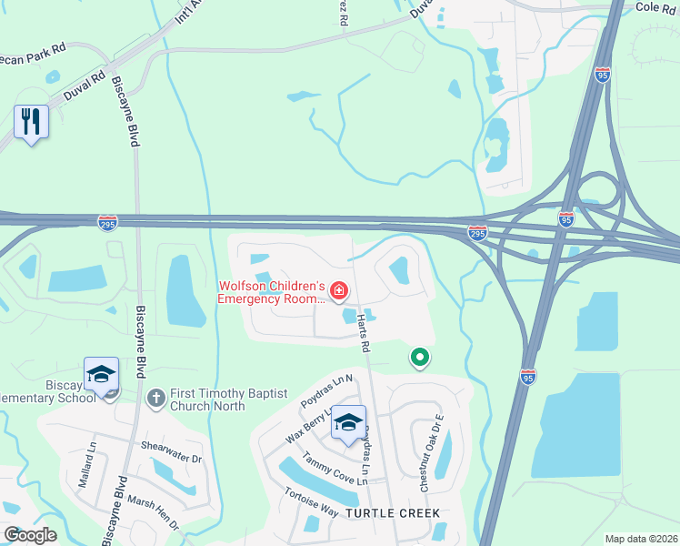 map of restaurants, bars, coffee shops, grocery stores, and more near 826 Cherry Point Way in Jacksonville