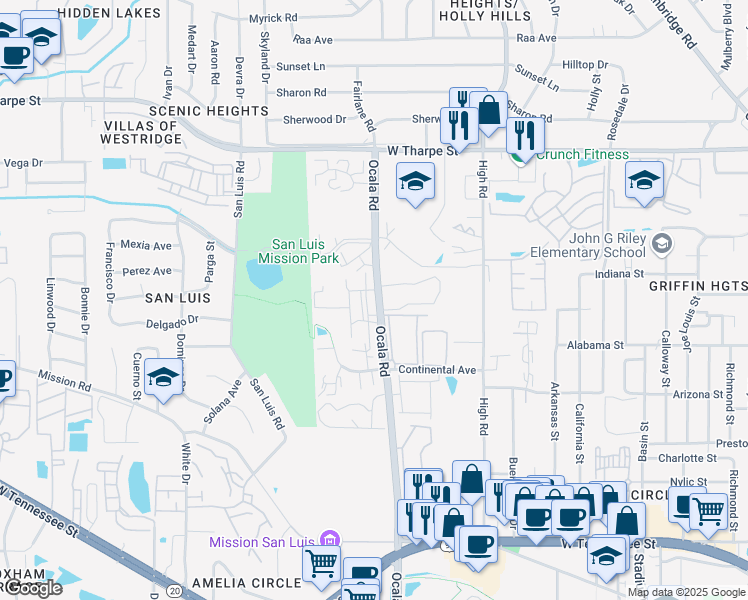 map of restaurants, bars, coffee shops, grocery stores, and more near in Tallahassee