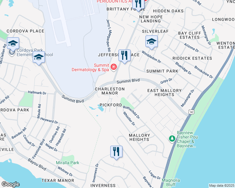 map of restaurants, bars, coffee shops, grocery stores, and more near 3835 Belle Meade Court in Pensacola
