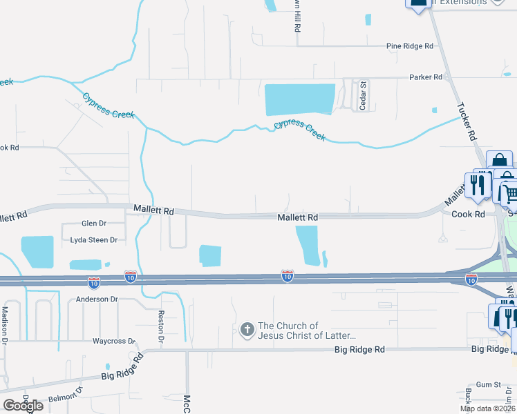 map of restaurants, bars, coffee shops, grocery stores, and more near 14893 Cook Road in Biloxi