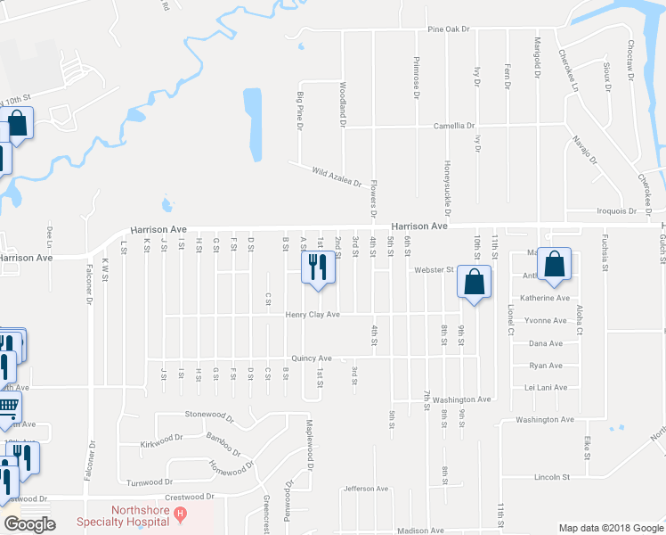 map of restaurants, bars, coffee shops, grocery stores, and more near 70459 2nd Street in Covington