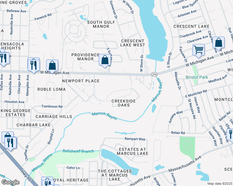 map of restaurants, bars, coffee shops, grocery stores, and more near 2351 Caddy Shack Lane in Bellview