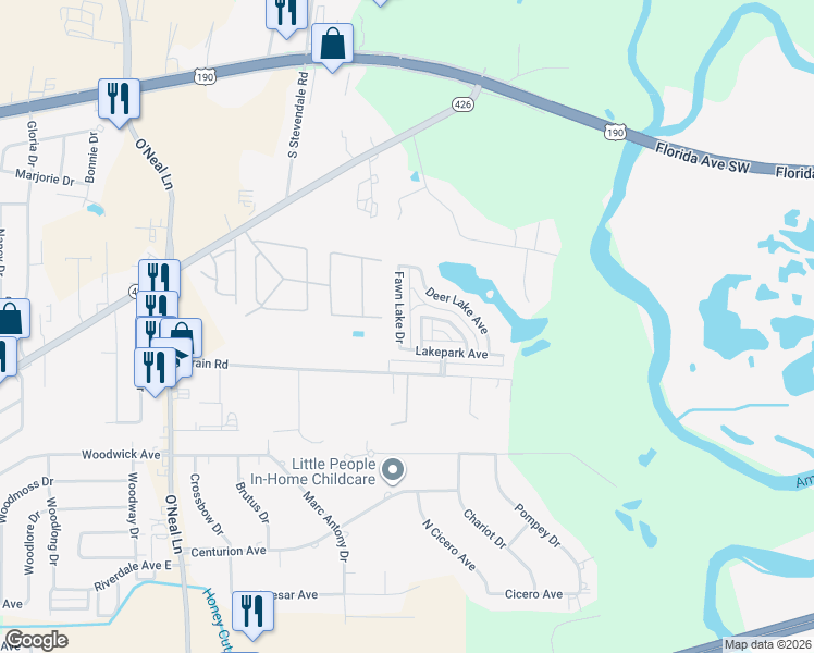 map of restaurants, bars, coffee shops, grocery stores, and more near 715 Fawn Lake Drive in Baton Rouge