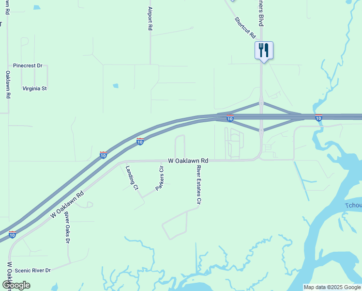 map of restaurants, bars, coffee shops, grocery stores, and more near 8400 West Oaklawn Road in Biloxi
