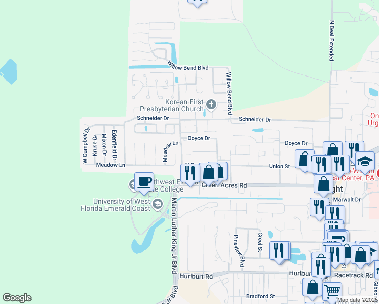 map of restaurants, bars, coffee shops, grocery stores, and more near 1711 Brighton Cove in Fort Walton Beach