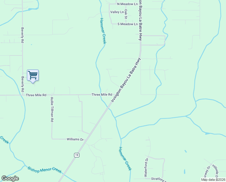 map of restaurants, bars, coffee shops, grocery stores, and more near 11180 Bayou La Batre-Irvington Hwy in Mobile