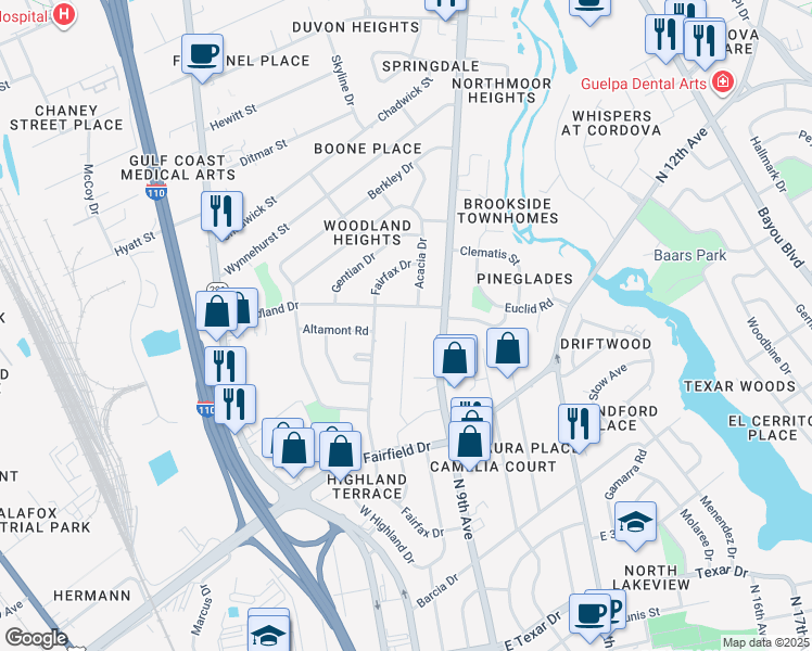 map of restaurants, bars, coffee shops, grocery stores, and more near 4300 North 8th Avenue in Pensacola