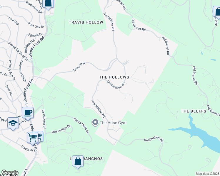 map of restaurants, bars, coffee shops, grocery stores, and more near 6821 Destination Way in Leander