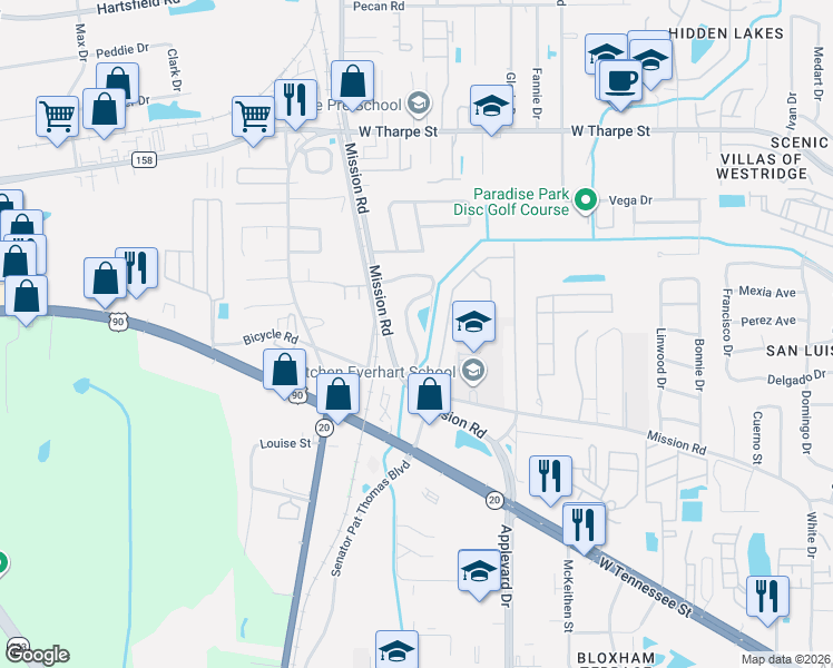 map of restaurants, bars, coffee shops, grocery stores, and more near 6120 Greenon Lane in Tallahassee