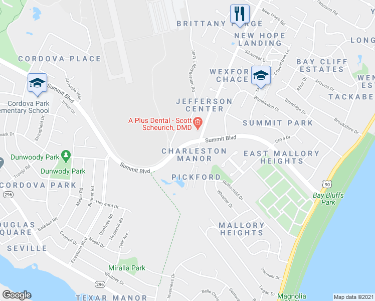 map of restaurants, bars, coffee shops, grocery stores, and more near 3145 Belle Meade Drive in Pensacola