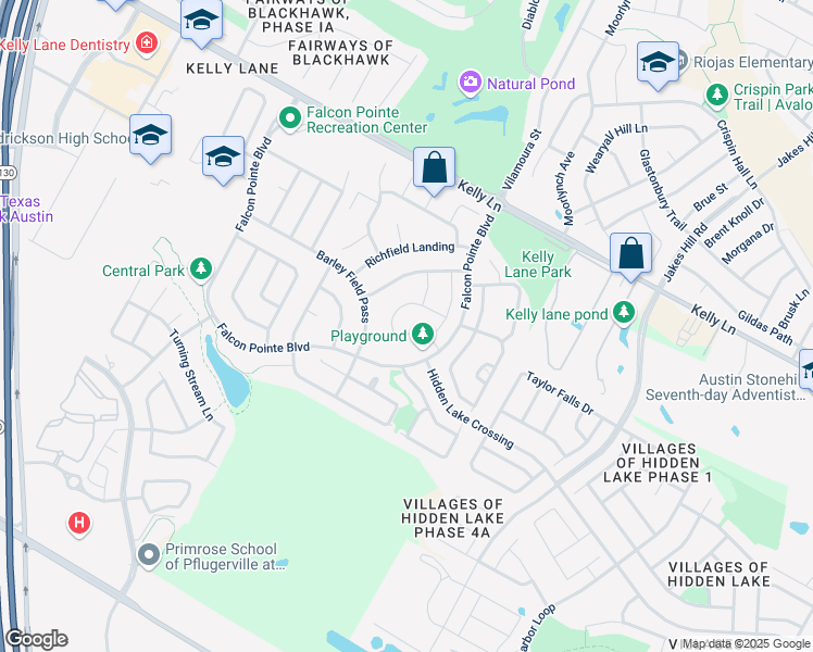 map of restaurants, bars, coffee shops, grocery stores, and more near 3009 Open Plain Drive in Pflugerville