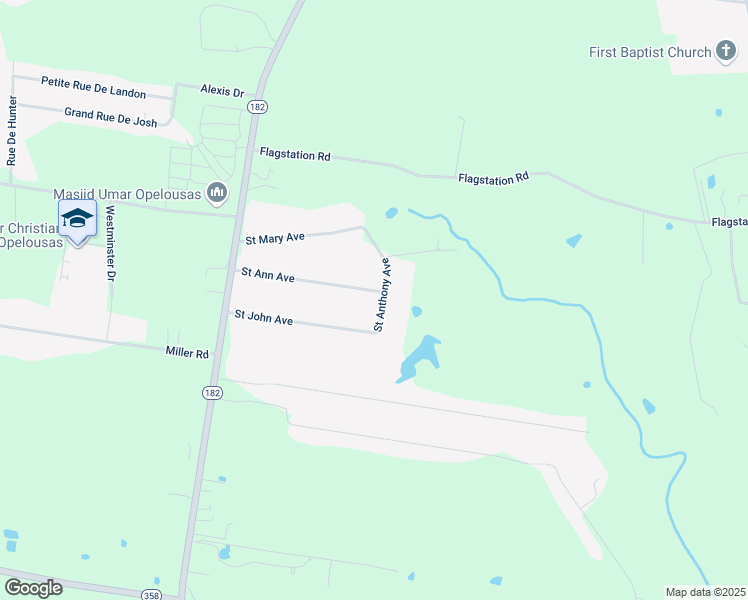map of restaurants, bars, coffee shops, grocery stores, and more near 113 Par Road 1-275-1 in Opelousas