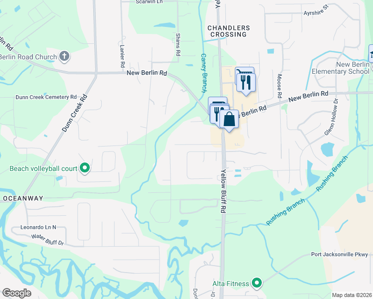 map of restaurants, bars, coffee shops, grocery stores, and more near 3007 Farmall Drive in Jacksonville