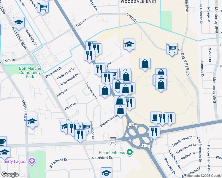 map of restaurants, bars, coffee shops, grocery stores, and more near 8405 Airline Highway in Baton Rouge