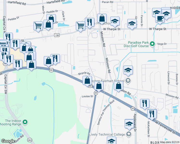 map of restaurants, bars, coffee shops, grocery stores, and more near 8 Blountstown Court in Tallahassee