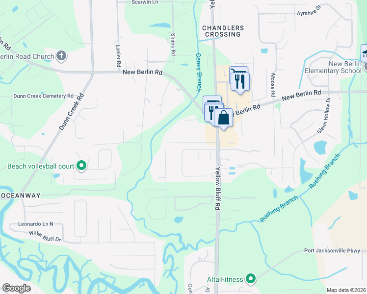 map of restaurants, bars, coffee shops, grocery stores, and more near 3007 Farmall Drive in Jacksonville