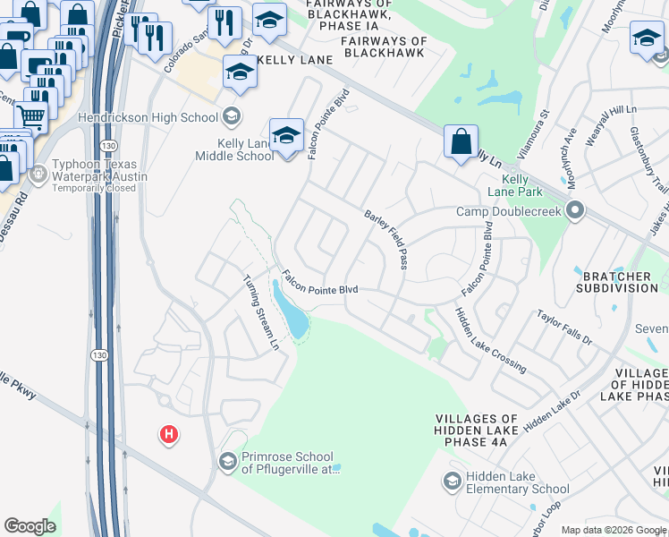 map of restaurants, bars, coffee shops, grocery stores, and more near 3008 Grand Mission Way in Pflugerville