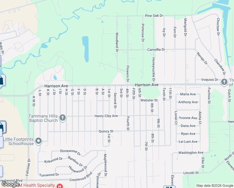 map of restaurants, bars, coffee shops, grocery stores, and more near 70492 1st Street in Covington
