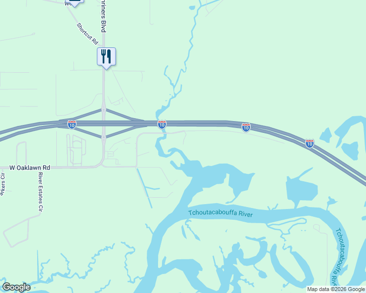 map of restaurants, bars, coffee shops, grocery stores, and more near 7411 East Oaklawn Road in Biloxi