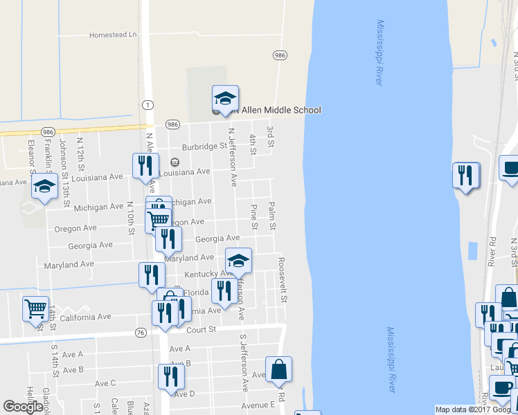 map of restaurants, bars, coffee shops, grocery stores, and more near 330 Pine Street in Port Allen