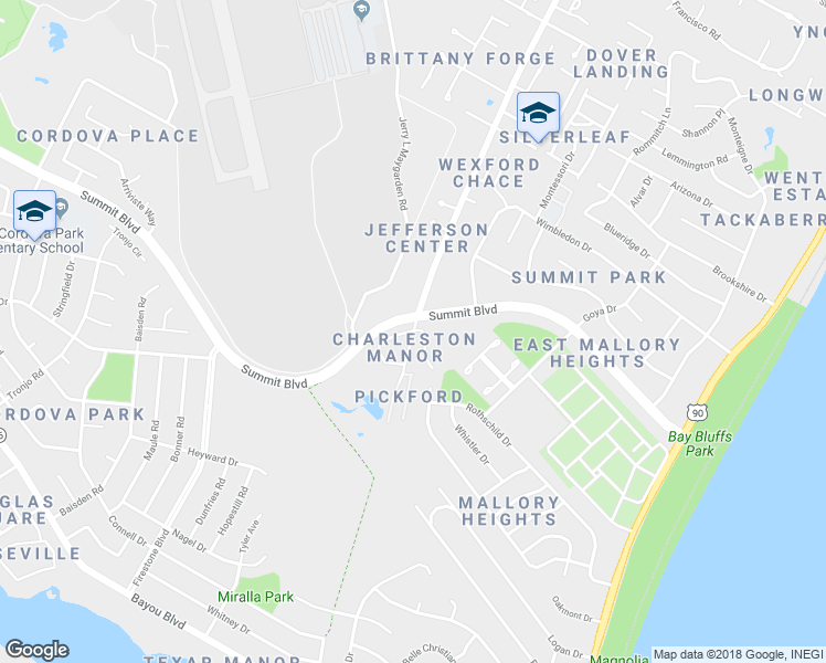 map of restaurants, bars, coffee shops, grocery stores, and more near 3847 Belle Meade Drive in Pensacola