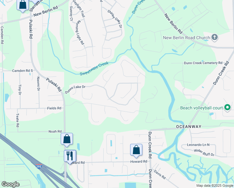 map of restaurants, bars, coffee shops, grocery stores, and more near 12269 Deersong Drive in Jacksonville