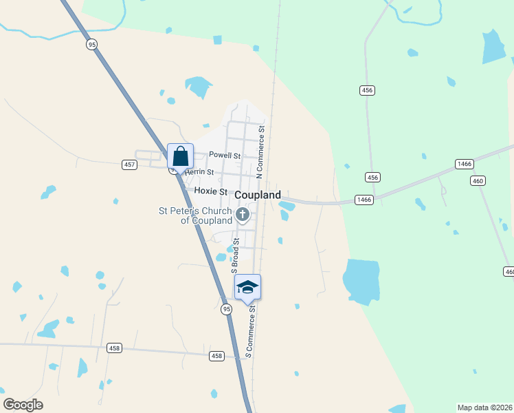 map of restaurants, bars, coffee shops, grocery stores, and more near in Coupland