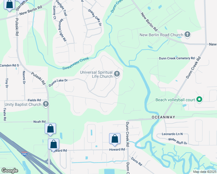 map of restaurants, bars, coffee shops, grocery stores, and more near 12309 Bristol Creek Drive in Jacksonville