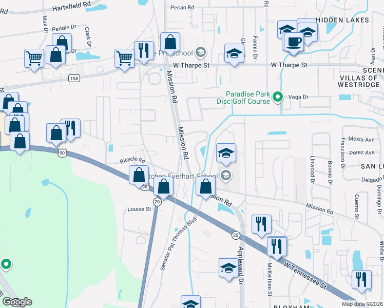 map of restaurants, bars, coffee shops, grocery stores, and more near 6120 Greenon Lane in Tallahassee