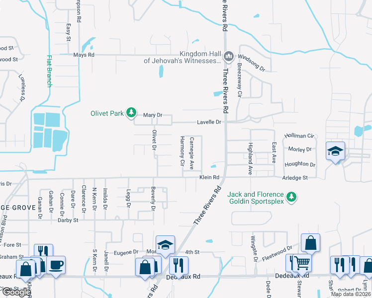map of restaurants, bars, coffee shops, grocery stores, and more near 12061 Harmony Circle in Gulfport