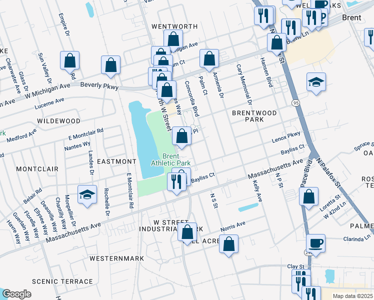 map of restaurants, bars, coffee shops, grocery stores, and more near 4718 North W Street in Pensacola