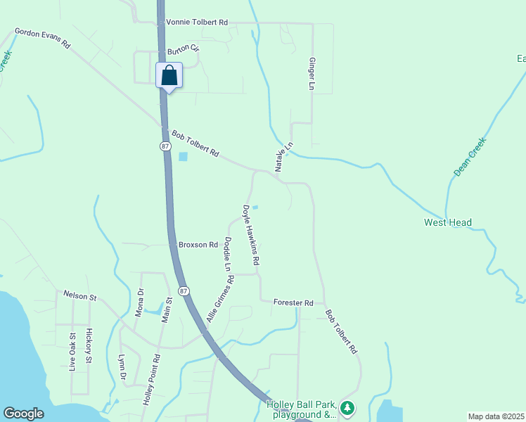 map of restaurants, bars, coffee shops, grocery stores, and more near 3420 Doyle Hawkins Road in Navarre