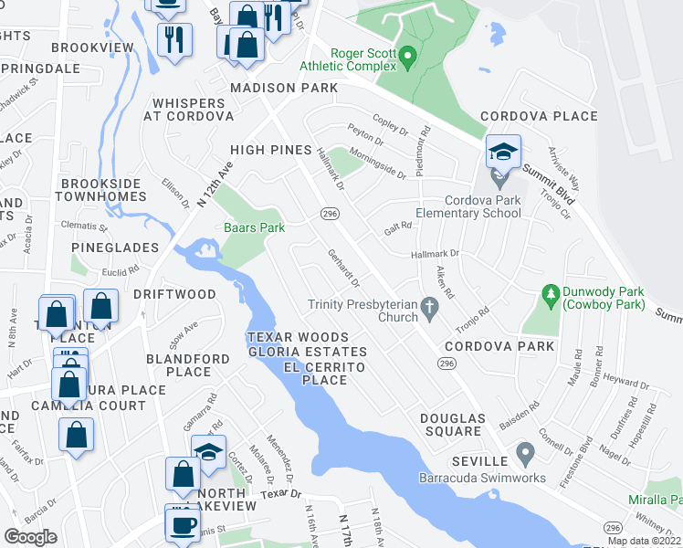 map of restaurants, bars, coffee shops, grocery stores, and more near 741 Gerhardt Dr in Pensacola