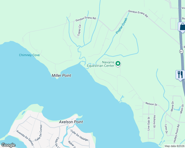 map of restaurants, bars, coffee shops, grocery stores, and more near 7109 Wells Avenue in Navarre