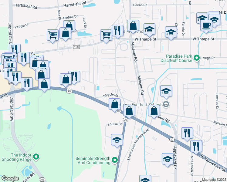 map of restaurants, bars, coffee shops, grocery stores, and more near 8 Blountstown Court in Tallahassee