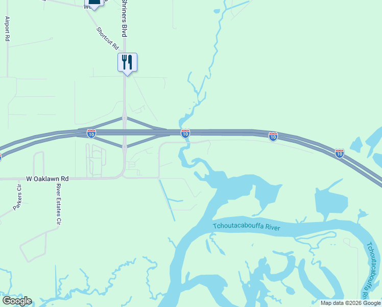 map of restaurants, bars, coffee shops, grocery stores, and more near 7411 East Oaklawn Road in Biloxi
