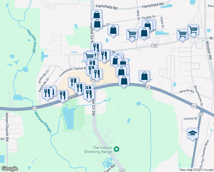 map of restaurants, bars, coffee shops, grocery stores, and more near 33333 Blue Star Highway in Midway