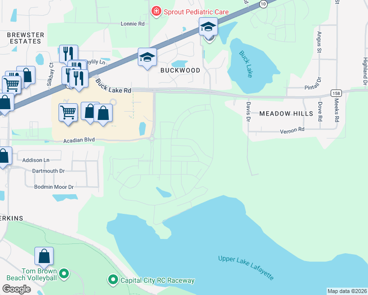 map of restaurants, bars, coffee shops, grocery stores, and more near 4225 Landry Lane in Tallahassee
